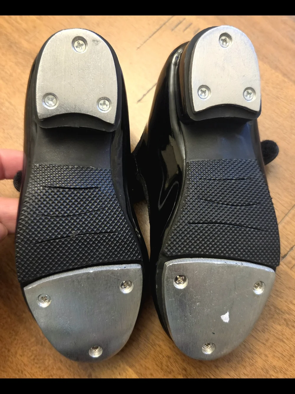 STELLE Girls Black Patent Tap Shoes Size 8 Toddler Rhinestone Buckle Mary Janes